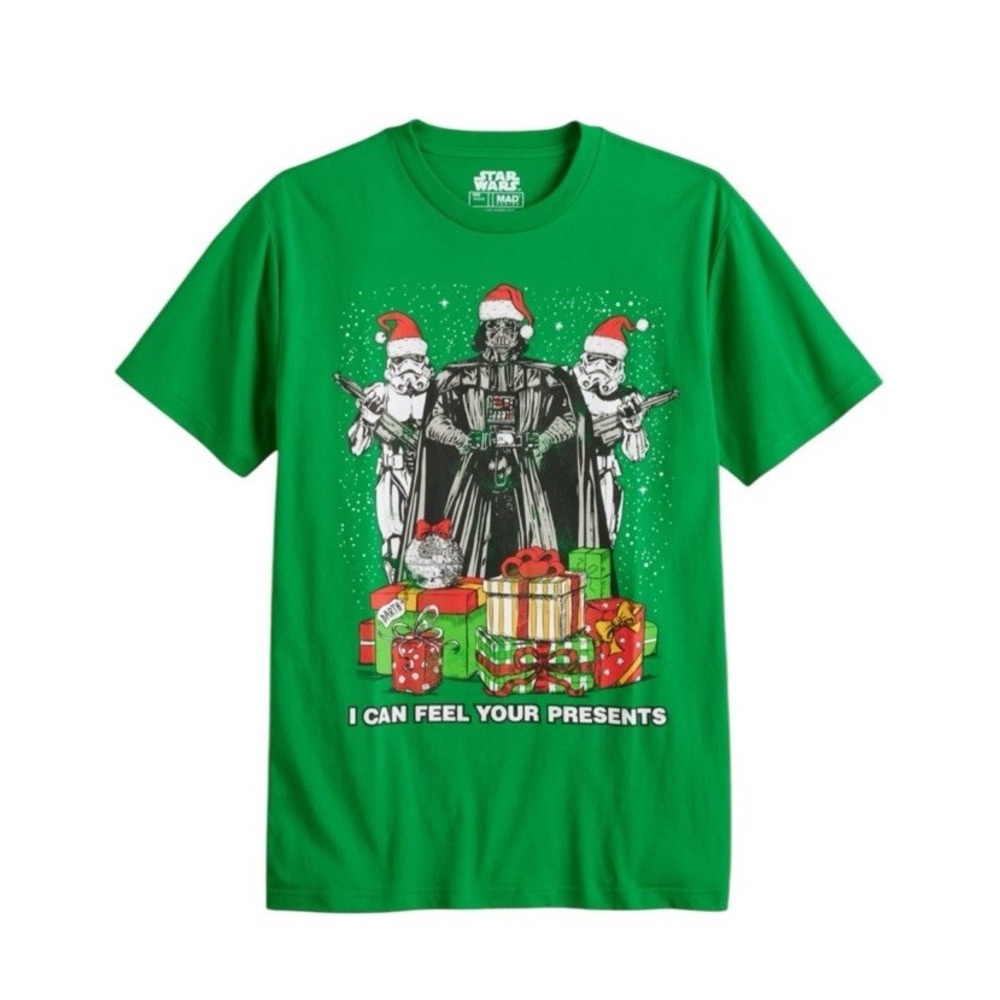 Mens Star Wars "I Can Feel Your Presents" Christmas T-shirt Size XXL Vader NWT‎
